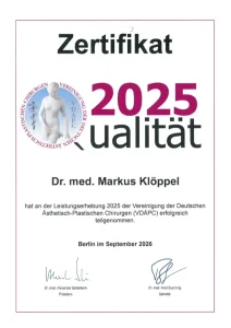 Home Endoskopische Brustvergrößerung | Axilläre Brust OP VDÄPC-Qualitätssiegel 2025, Dr. med. Markus Klöppel